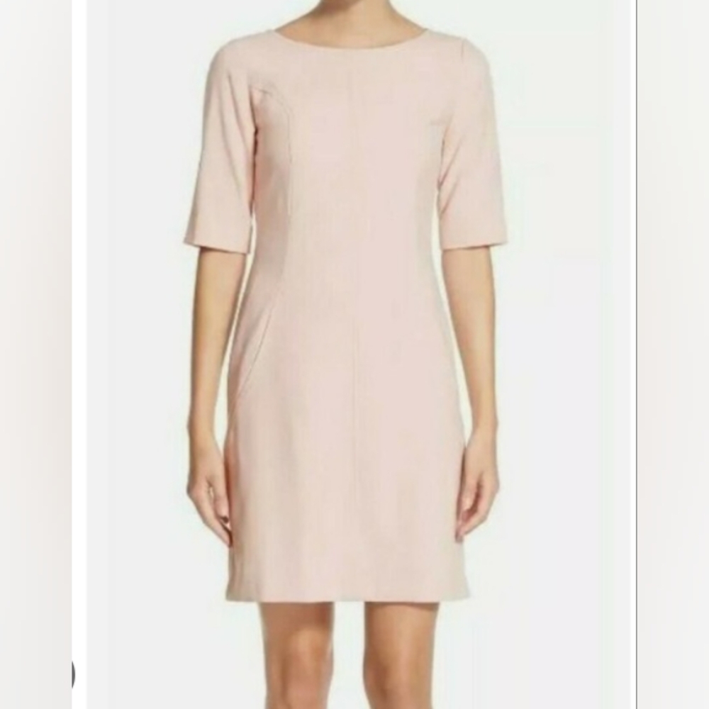 Tahari 2P Timeless Soft Petite A-line Blush Pink Dress